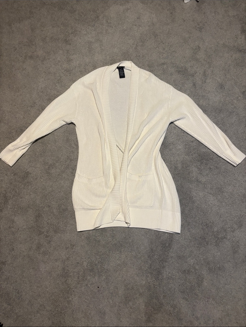Open-Front Cream Cardigan Sweater